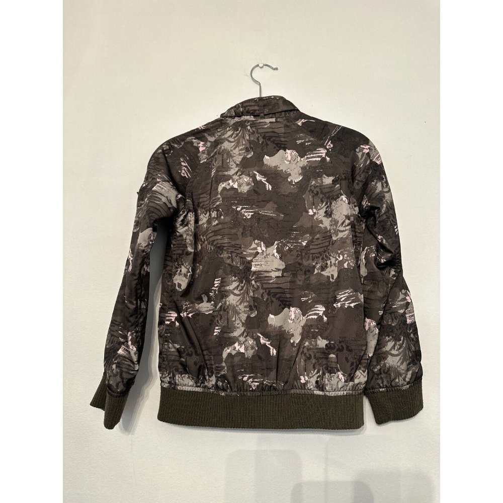 MEMBER'S‎ ONLY Jacket Satin Camo Pink Army Green Racer Bomber Boyfriend Size 10 - Picture 8 of 13